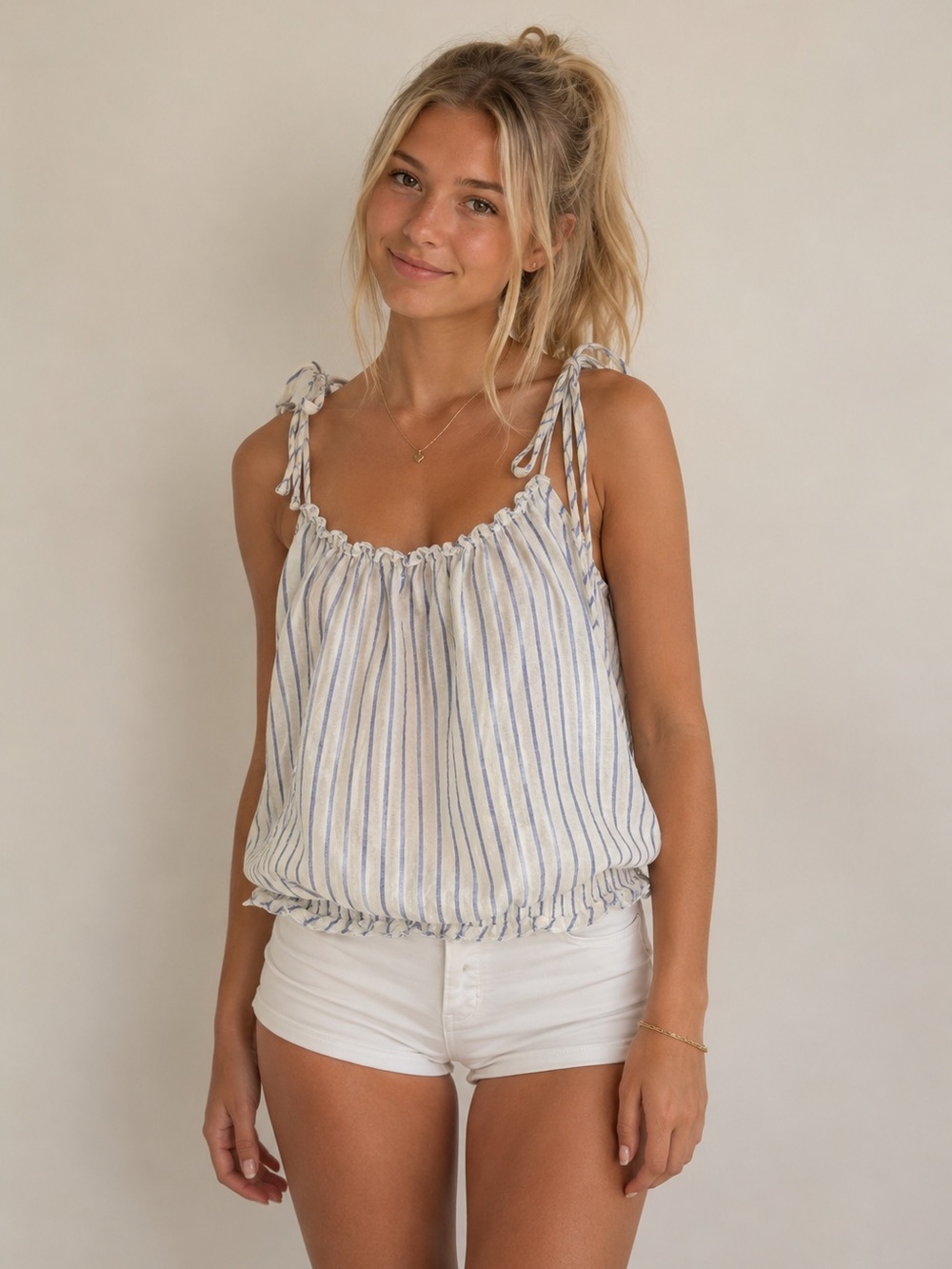Brandy Melville Carly Striped Ruffle Tank Top OS Dollette - Picture 1 of 8